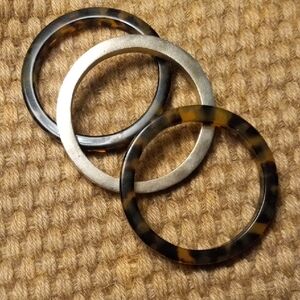 Tortoiseshell and Silver Bangles